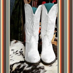 Vintage white ZIA Durango cowboy boots